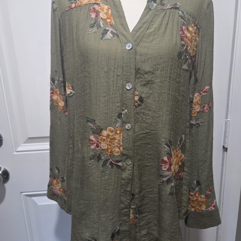 Fig and Flower Olive Floral Dress